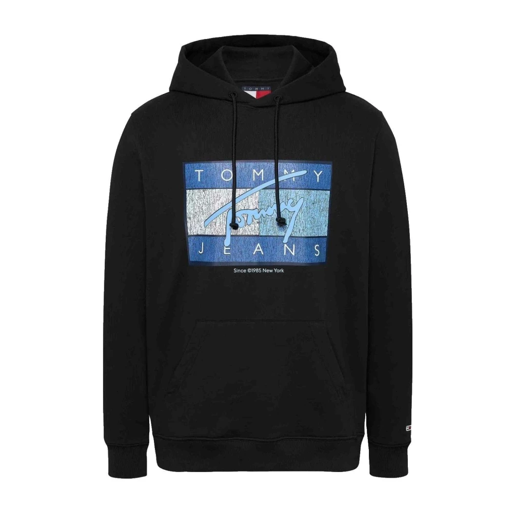 Tommy Jeans Men' Black Regular Flag Twist Pull Over Hoodie in Size S, Sports Direct - Image 3