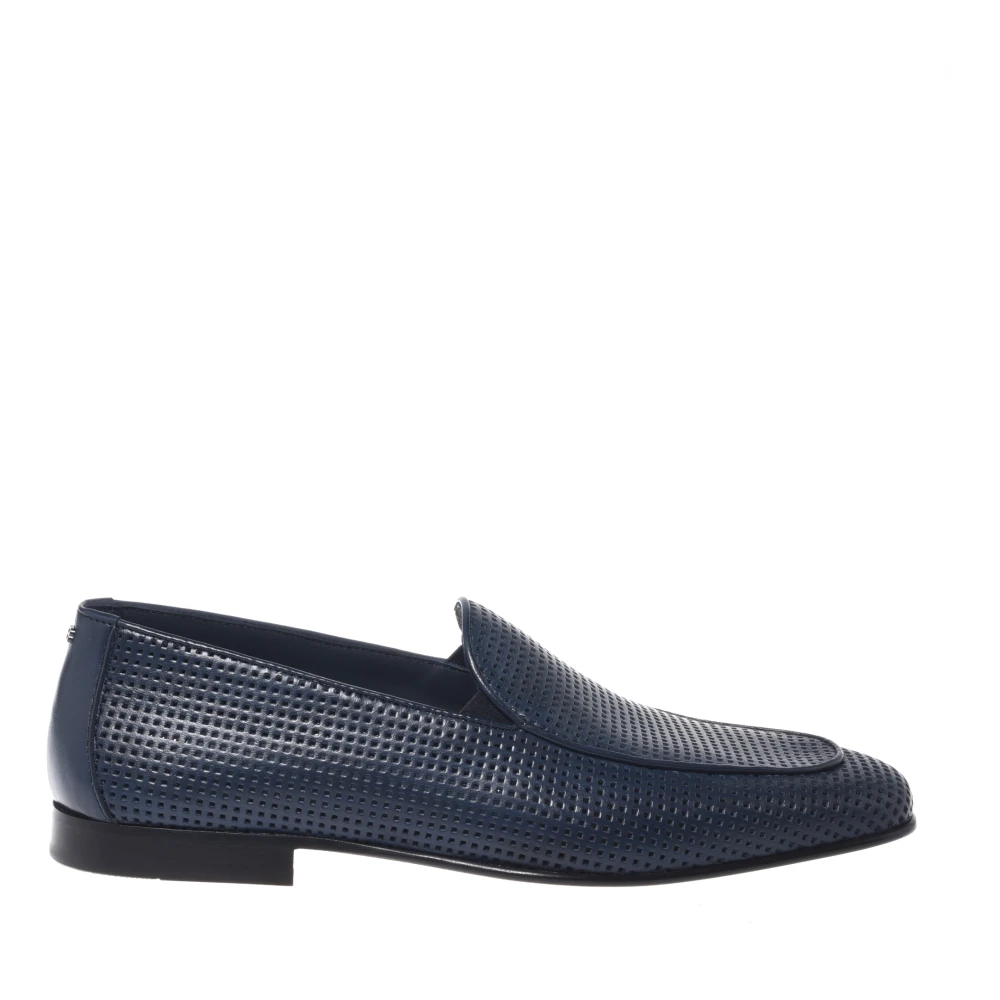 Baldinini - Mocasín Slip-On De Cuero Perforado Azul - Shoes - Hombre - Azul - 40 Eu