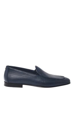 Blå perforerad slip-on i läder