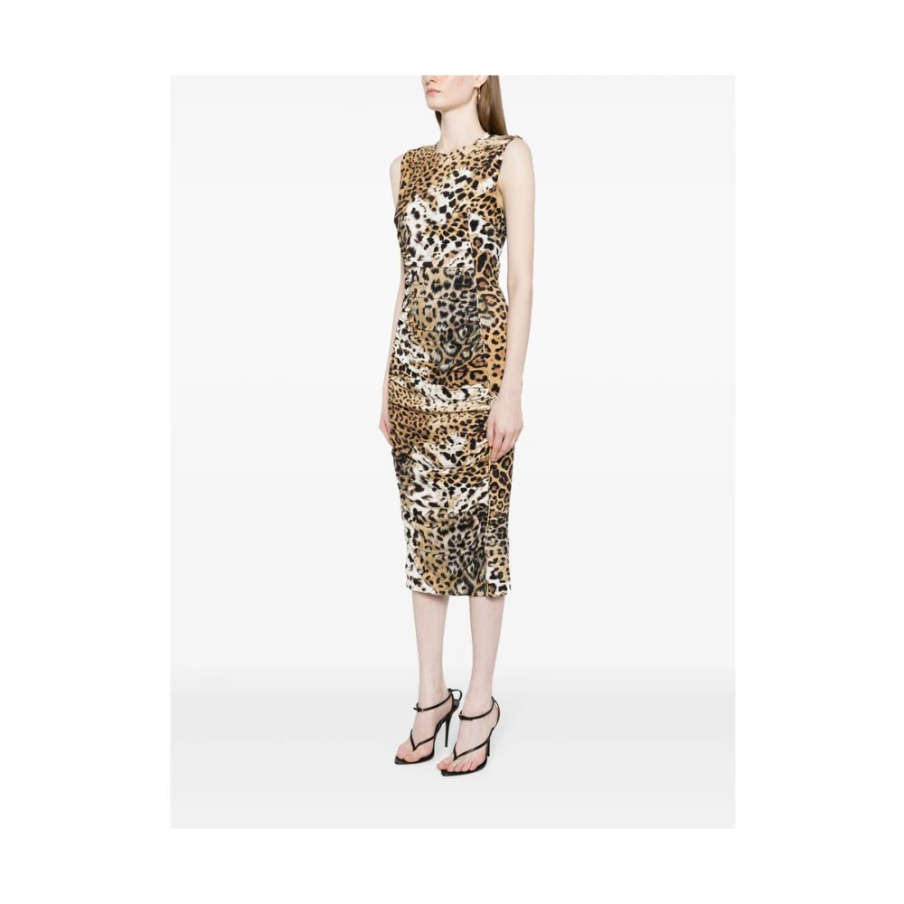Roberto Cavalli Animal Print Mouwloze Jurk Brown Dames