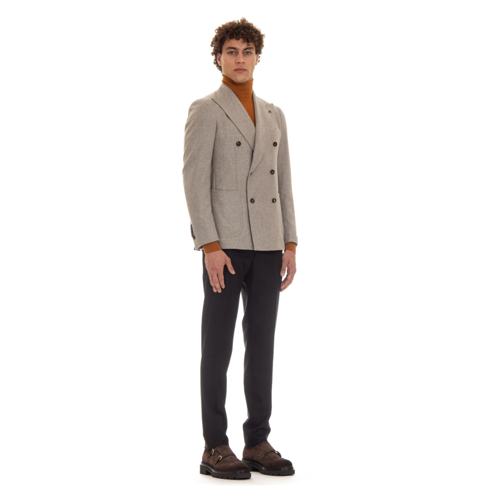 Tagliatore Dubbelbreasted jas met brede revers Brown Heren