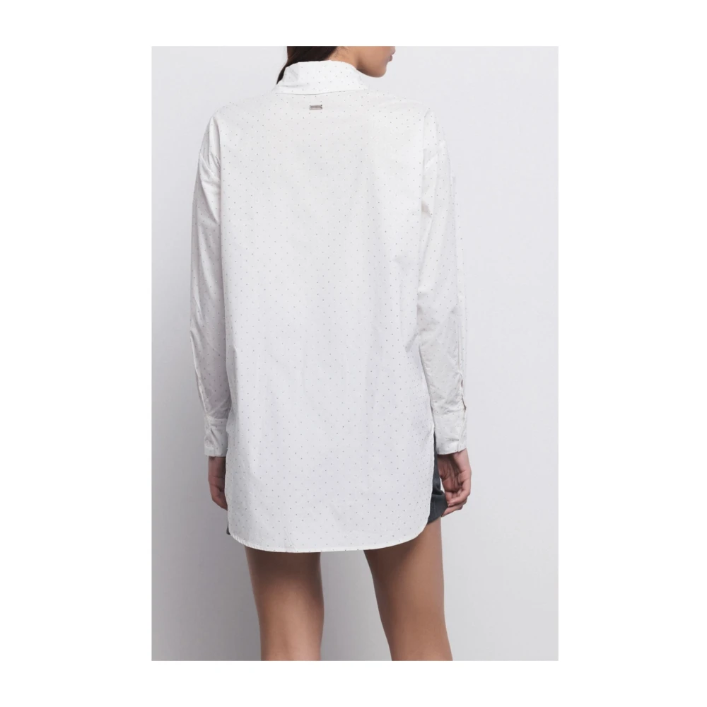 Gaëlle Paris Witte Oversized Shirt met Strass White Dames