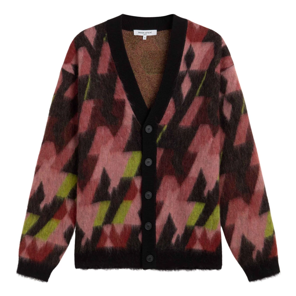 Maison Kitsuné Grafische Mohair Jacquard Cardigan Multicolor Heren