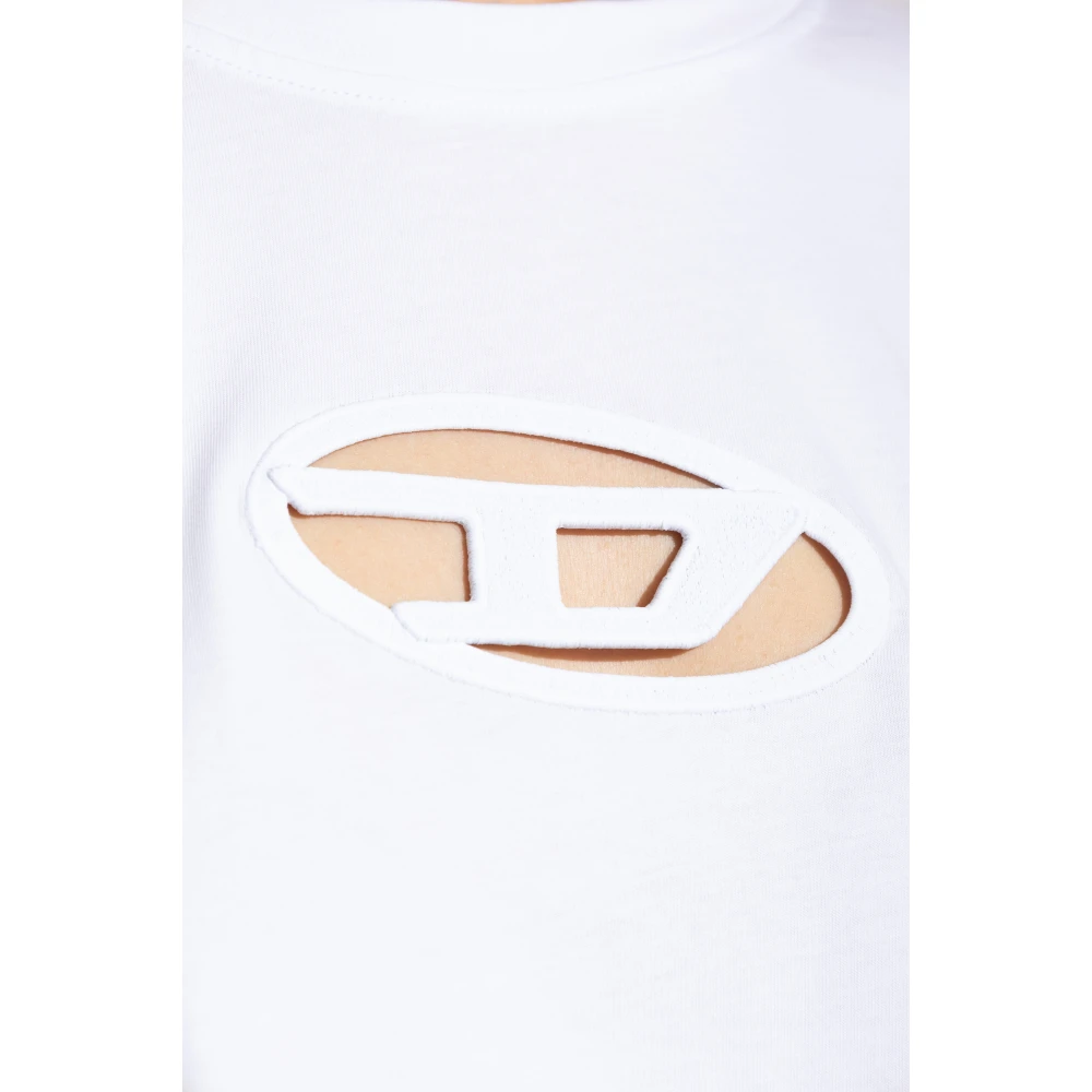 Diesel T-shirt T-Buxt-Crop-Od White Dames