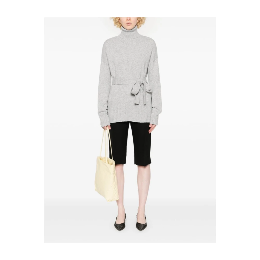 Wild Cashmere Grijze wol-kasjmier trui met riem Gray Dames