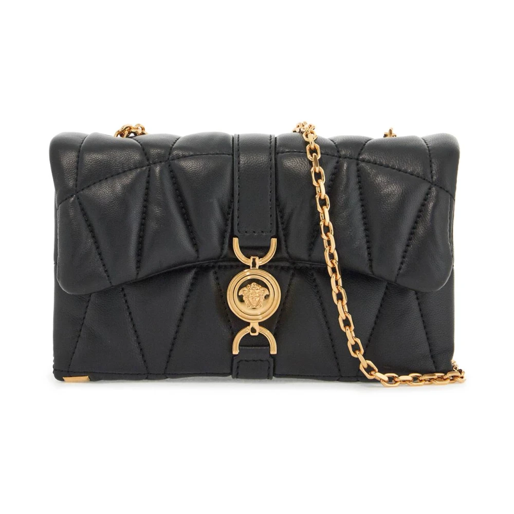 Versace Gewatteerde Nappa Leren Mini Tas Black Dames