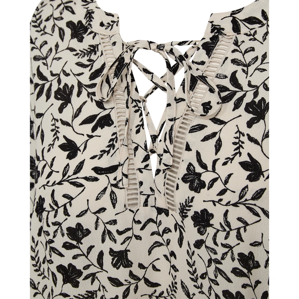 Freequent Moonbeam Zwart Elegante Blouse met Print Beige Dames