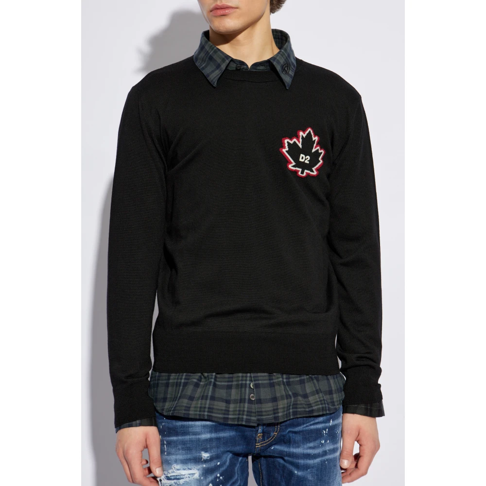 Dsquared2 Wollen trui met logo Black Heren