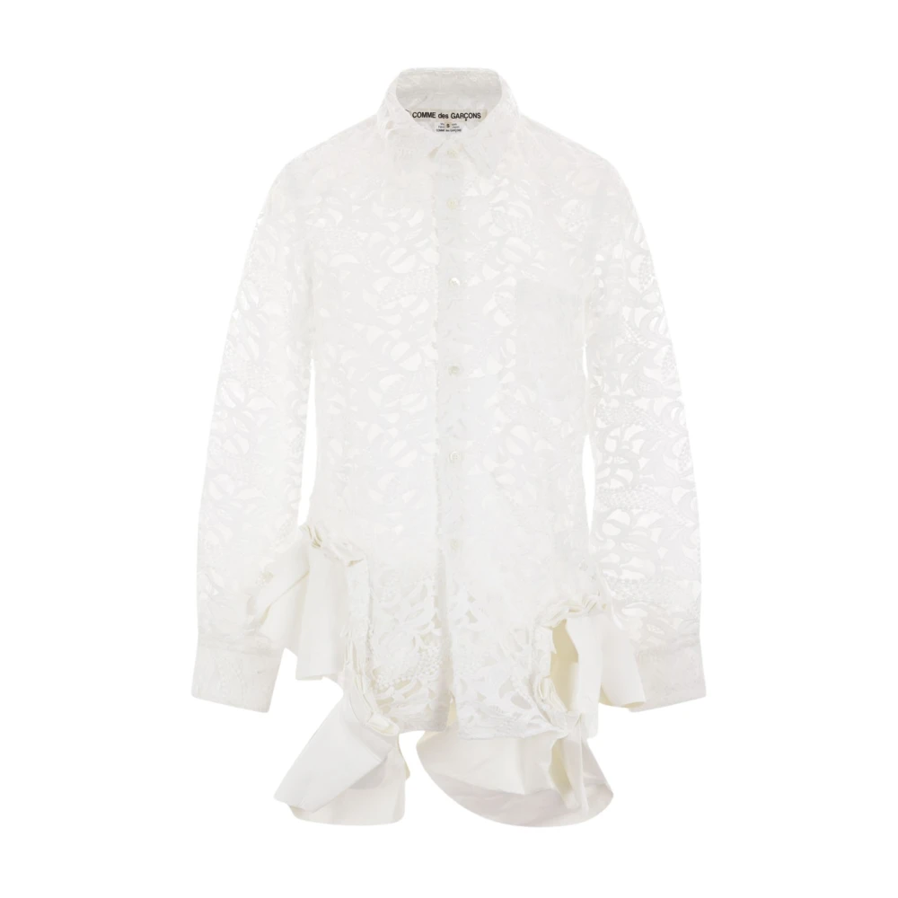 Comme des Garçons Witte Kantoverhemd met Ruches White Dames