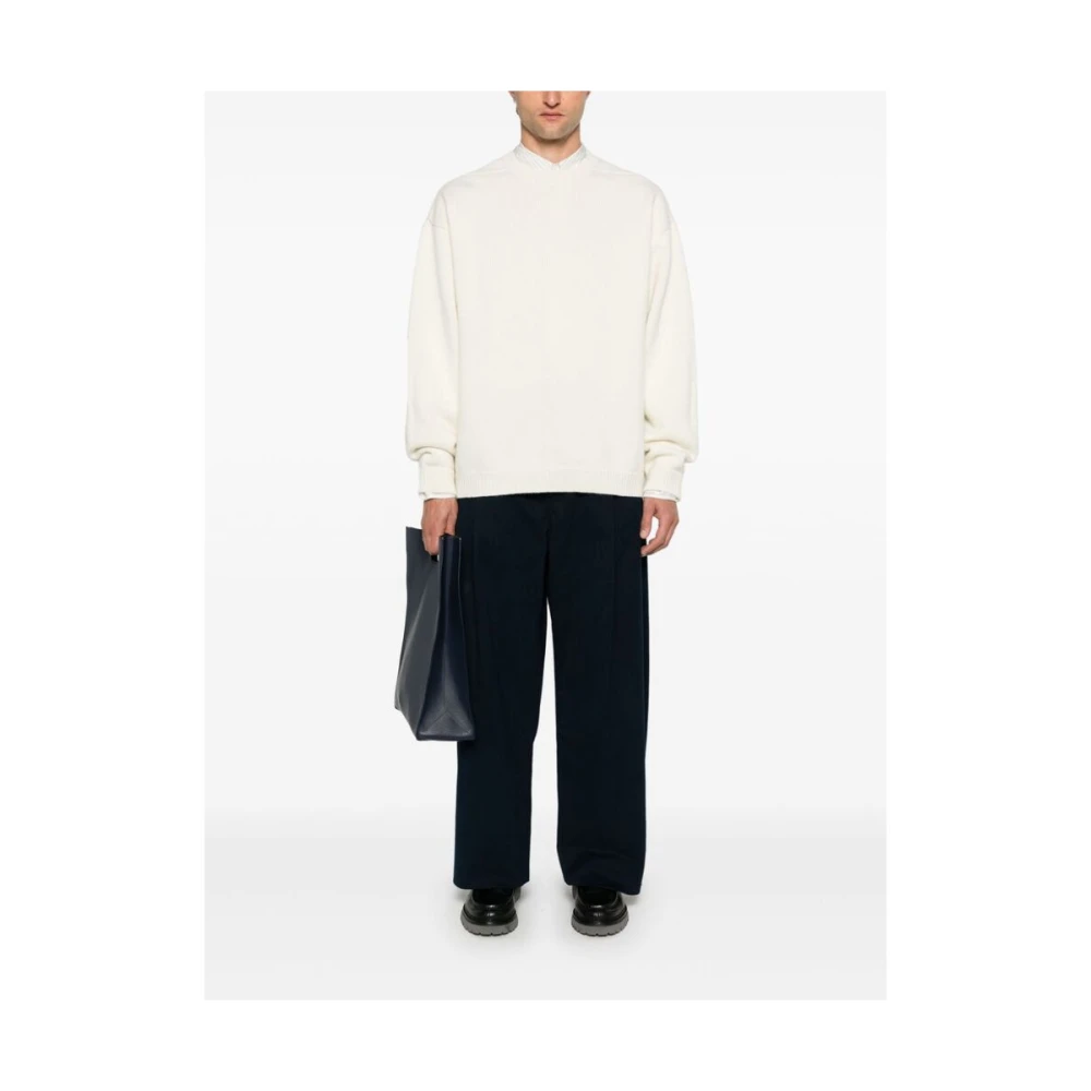 Studio Nicholson Navy Blue Wide Leg Broek Blue Heren