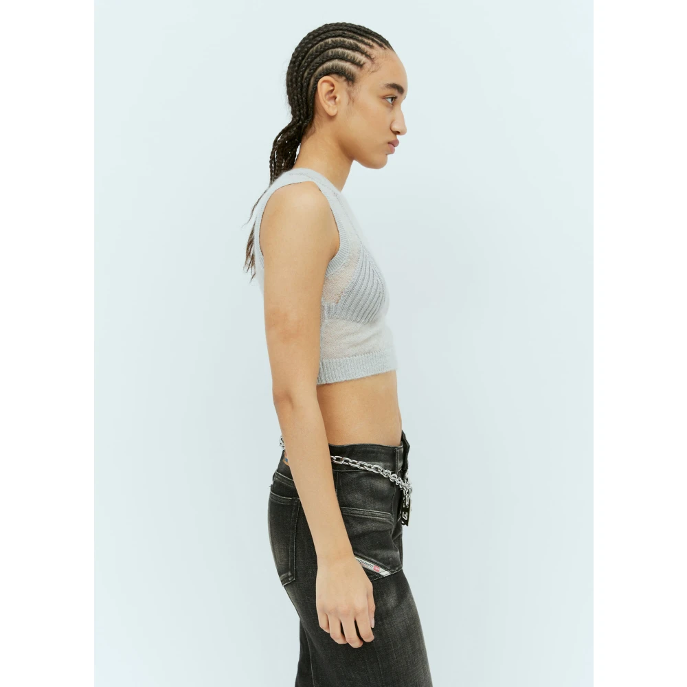 Diesel Gebreide tanktop met bralet-paneel Gray Dames