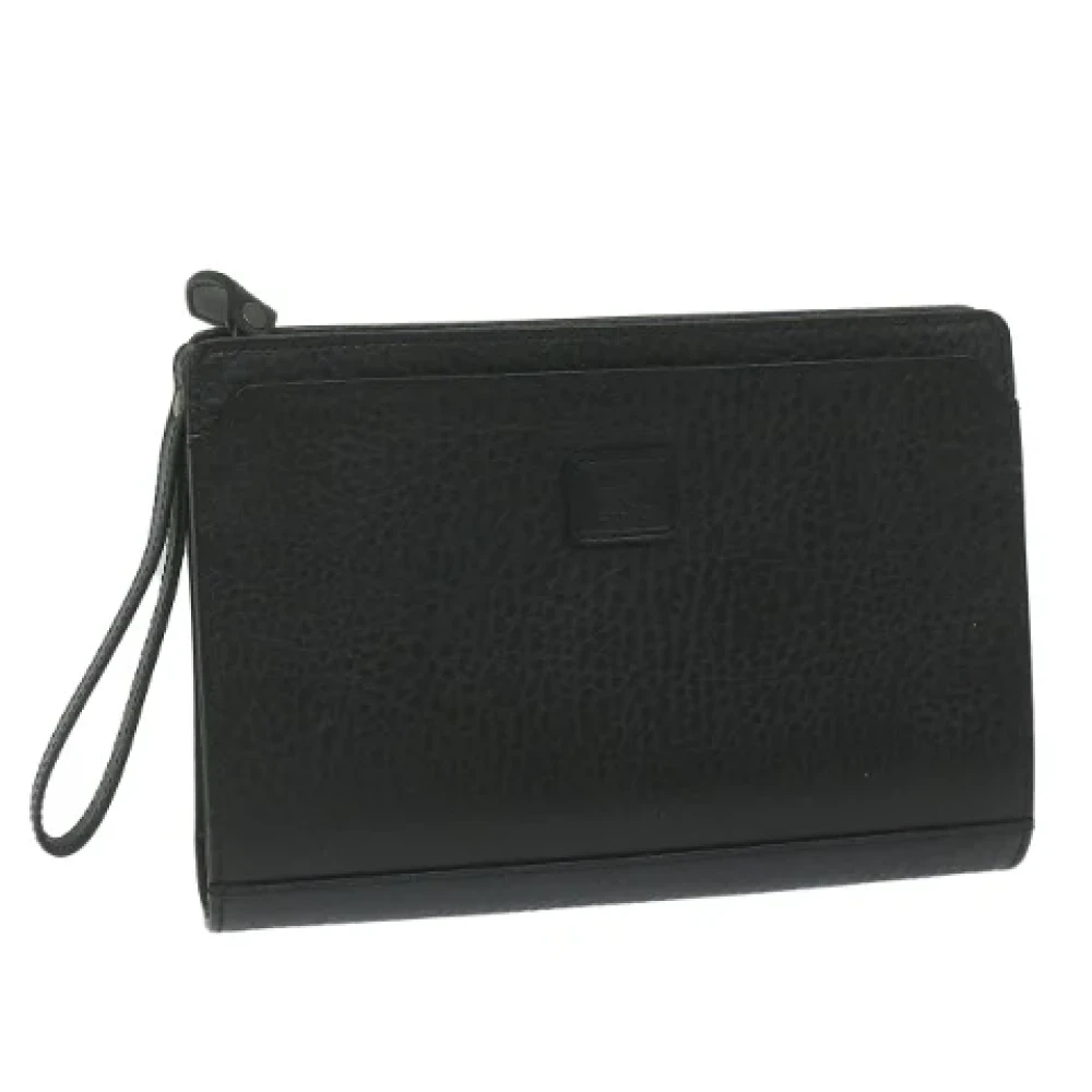 Burberry Vintage Pre-owned Leather clutches Black Dames