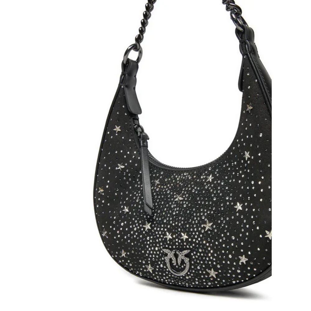 pinko Mini Brioche Hobo Tas met Strass Black Dames