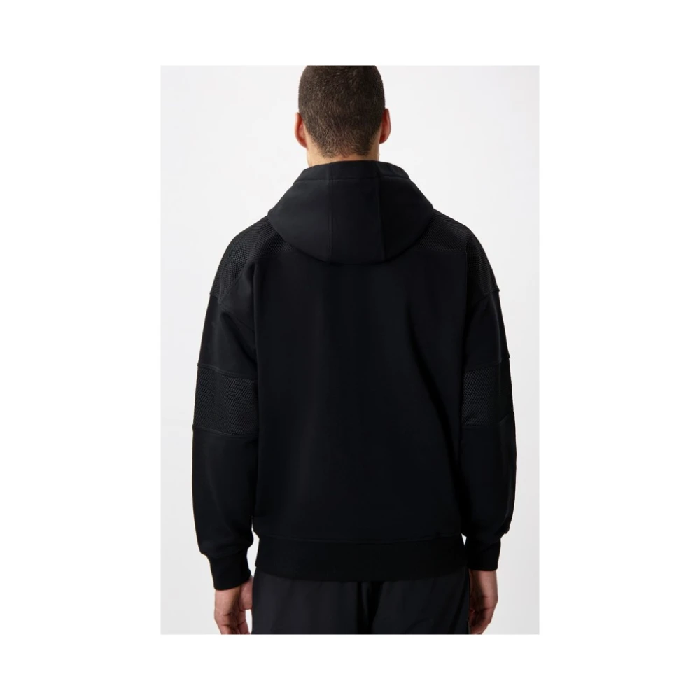 Balr. Mesh Overlay Hoodie in Jet Black Heren