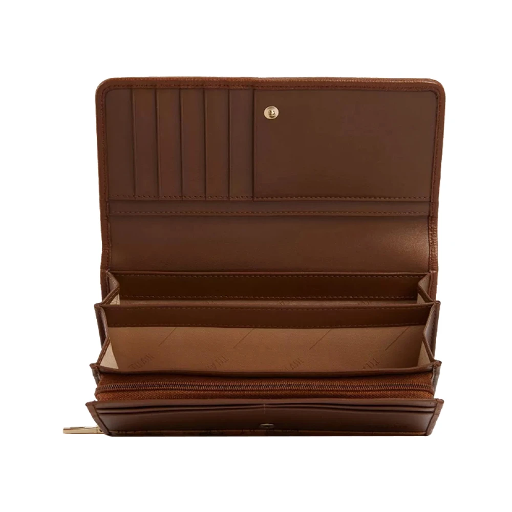 Alviero Martini 1a Classe Bruin leren portemonnee met Geo-Classic print Brown Dames