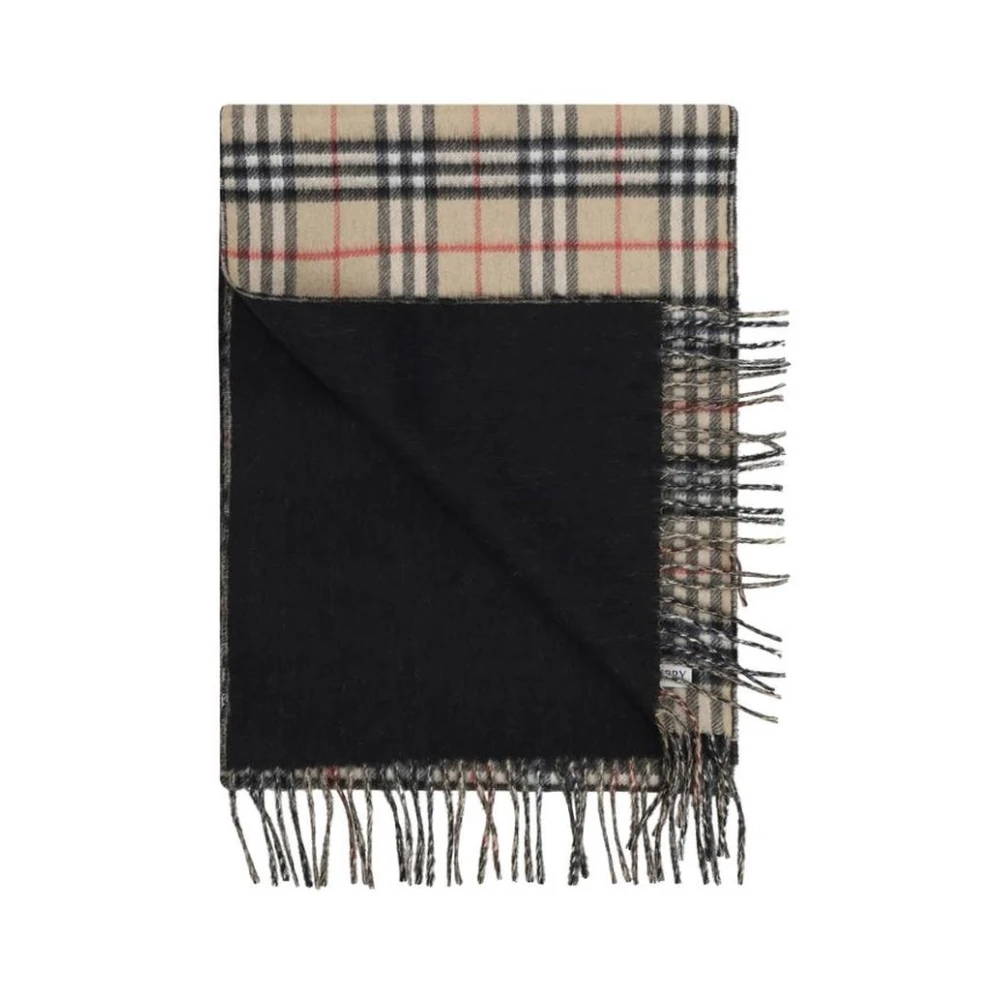 Burberry Kasjmier Sjaal met Franje Randen Brown Dames