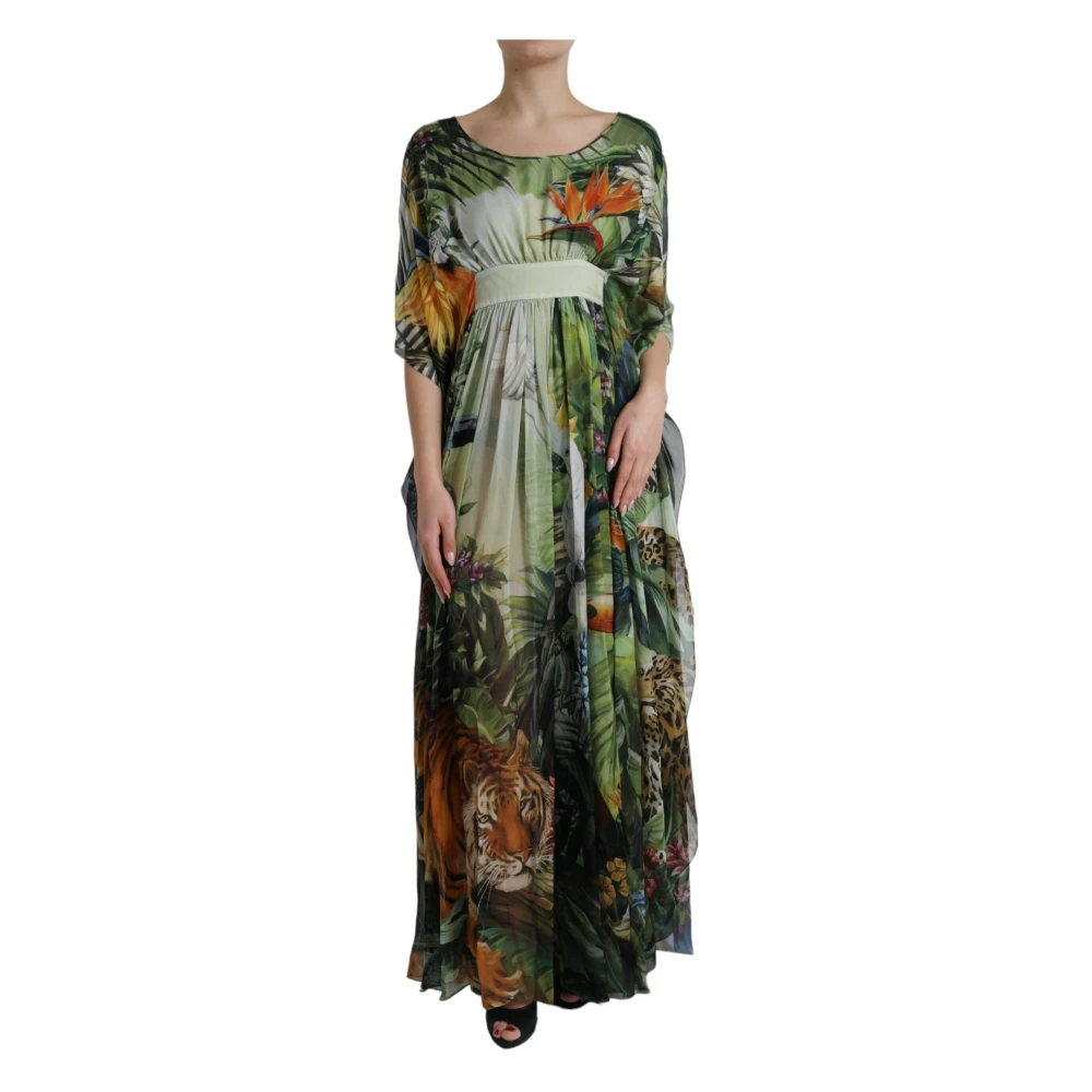 Dolce & Gabbana Women's Multicolor Elegant Jungle Print Maxi Silk Dress - Maxi Dresses - 2XS - Dresses