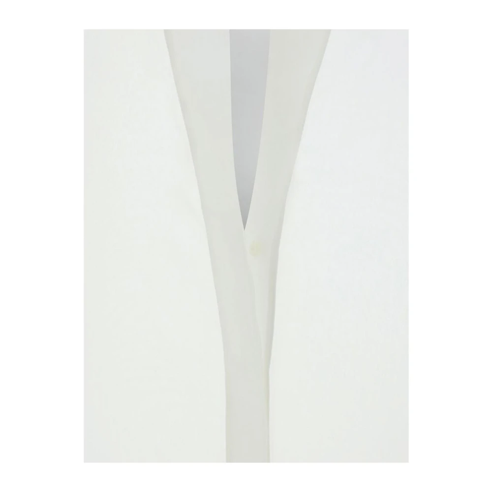Fendi Zijden V-hals Shirt met Asymmetrische Zoom White Dames
