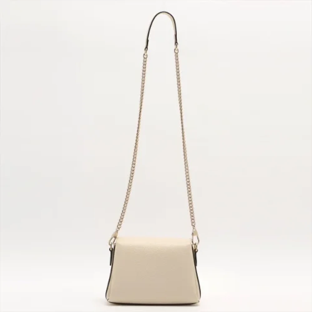 Gucci Vintage Beige Leren Gucci Schoudertas Beige Dames
