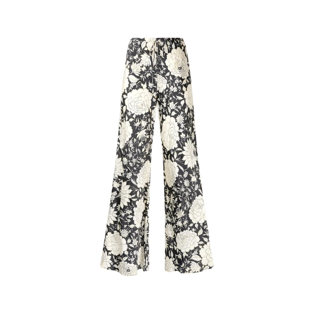 Roberto Cavalli Donna Nero - Pantaloni In Seta Con Stampa Floreale - Trousers - L