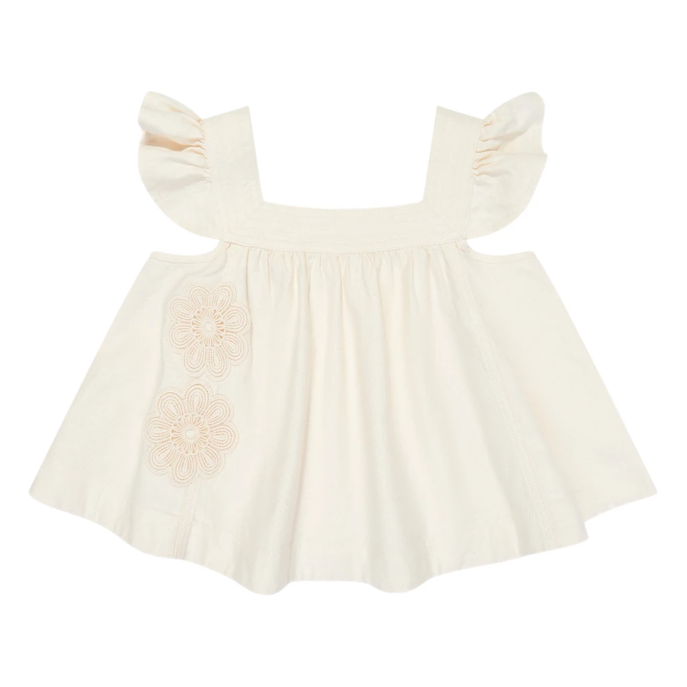 Zimmermann Girls Beige Kids Blouses, 12 Y, Halliday Denim Top