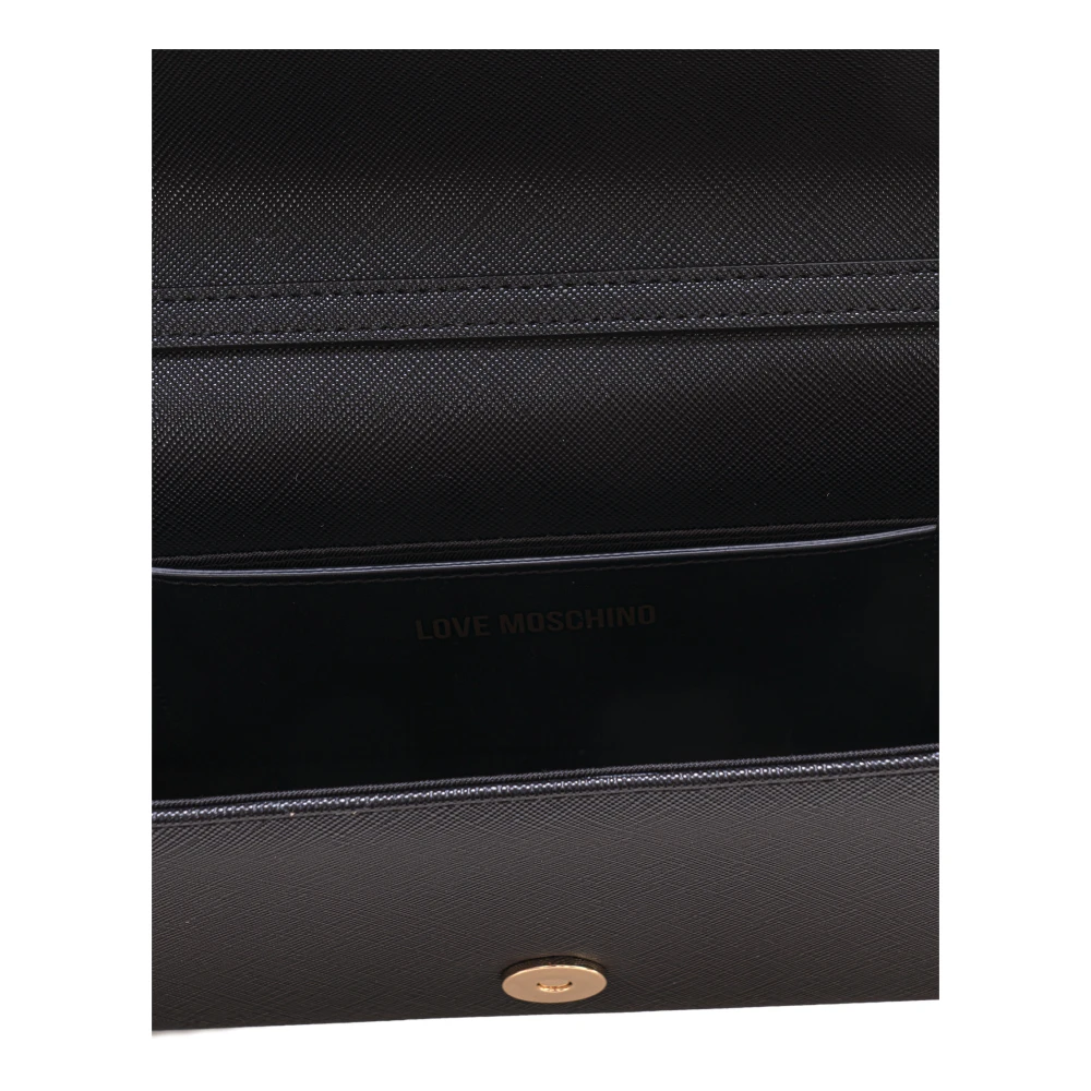 Love Moschino Metalen Ketting Schoudertas met Logo Black Dames