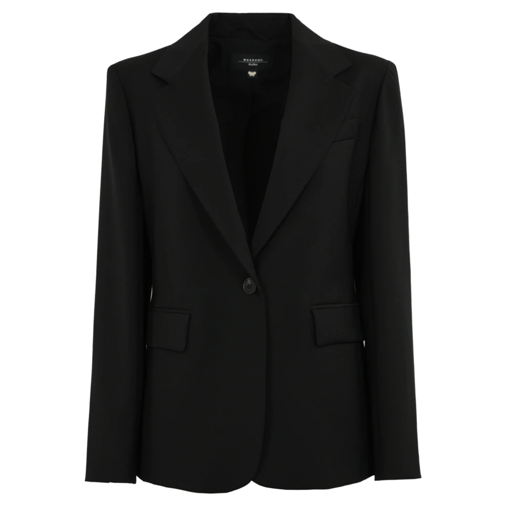 Max Mara Weekend Zwarte wollen jas met reverskraag Black Dames