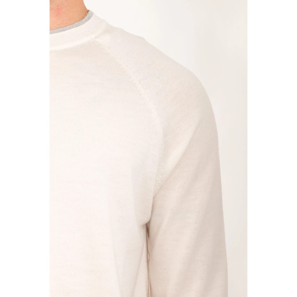 Eleventy Contrast Rib Sweater White Heren
