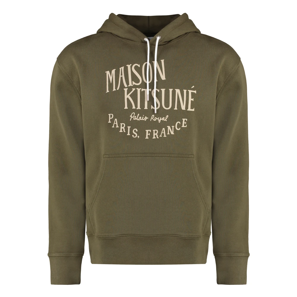 Maison Kitsuné Katoenen Hoodie met Ribdetails Green Heren