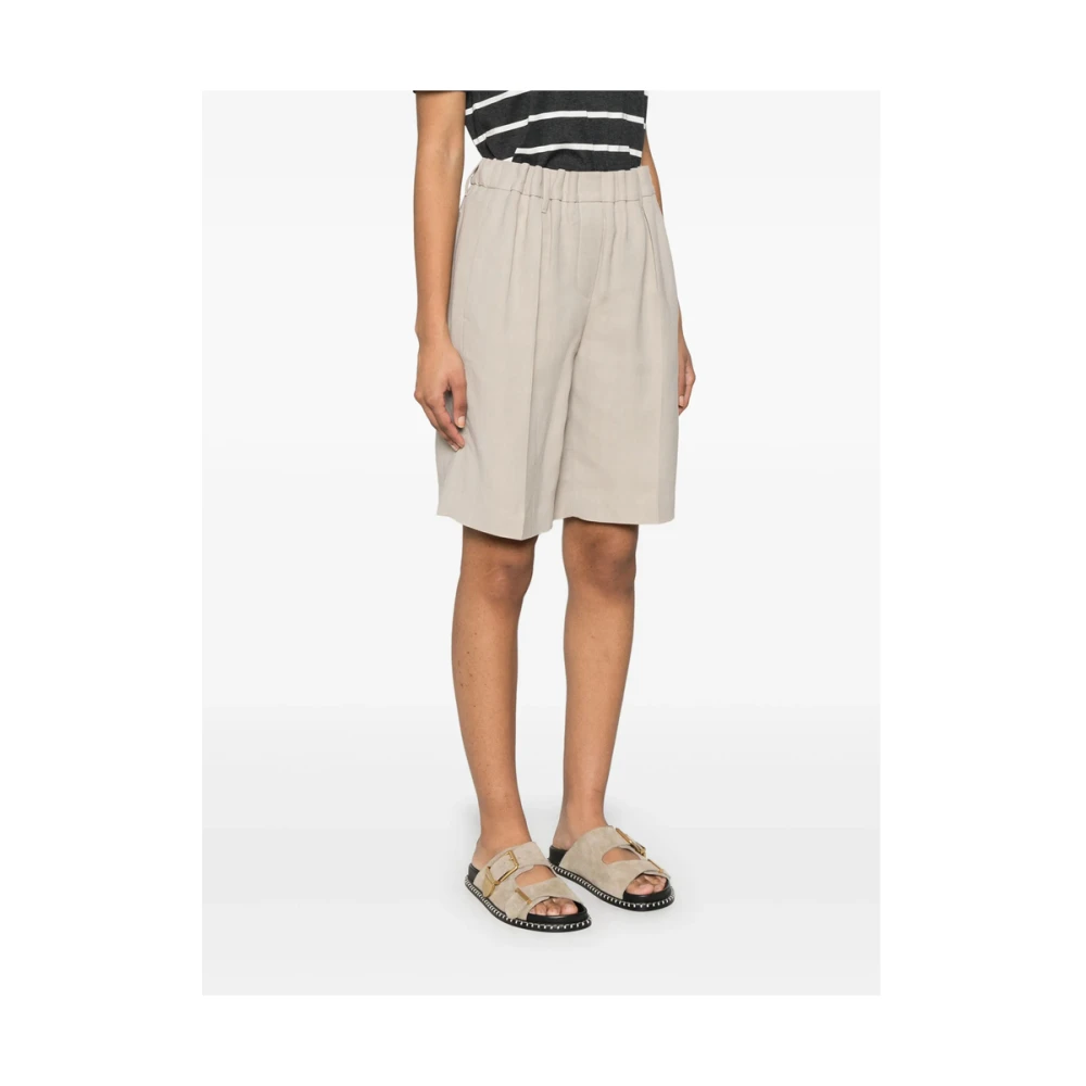 BRUNELLO CUCINELLI Lichtbruine Riemlus Shorts Brown Dames