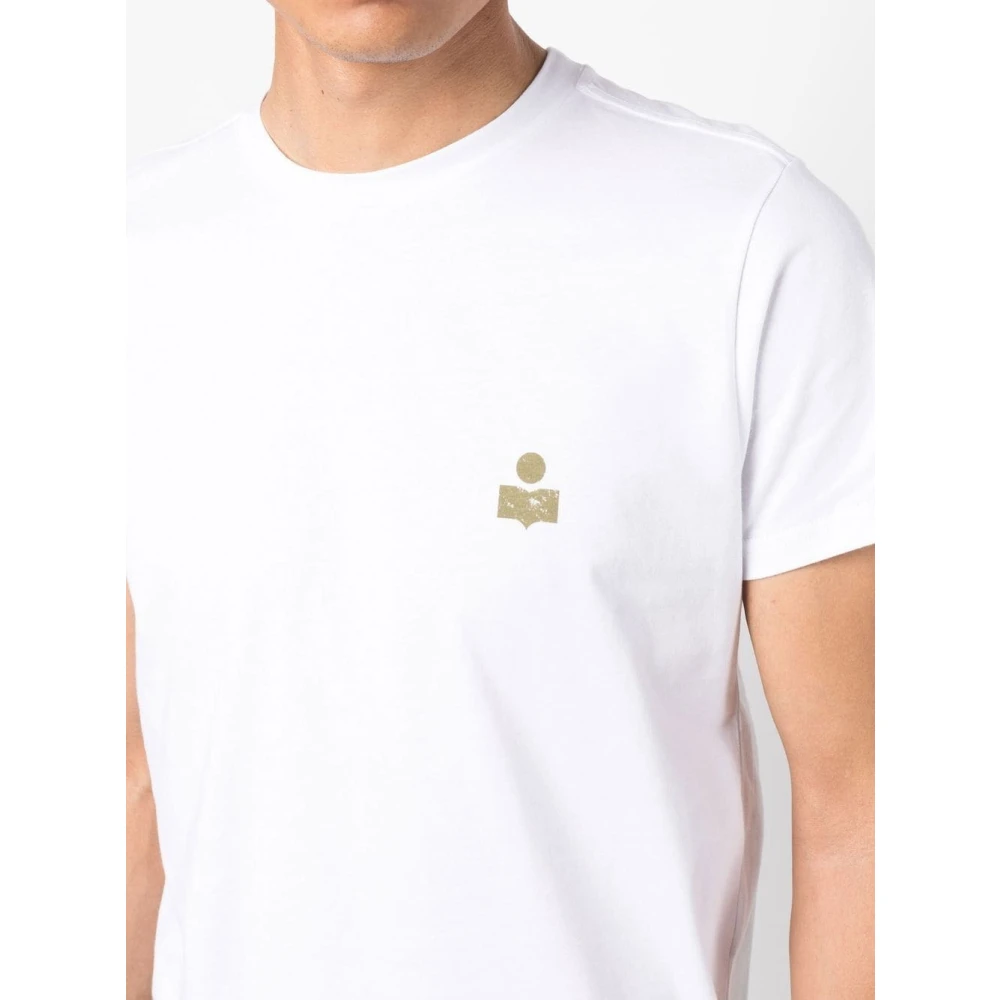 Isabel marant Biologisch Katoenen Logo Print T-Shirt White Heren