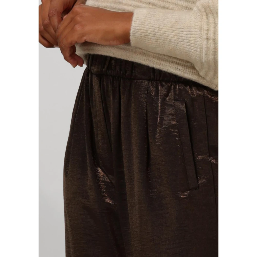 By-Bar Bronze Metallic Wide Leg Pants Brown Dames