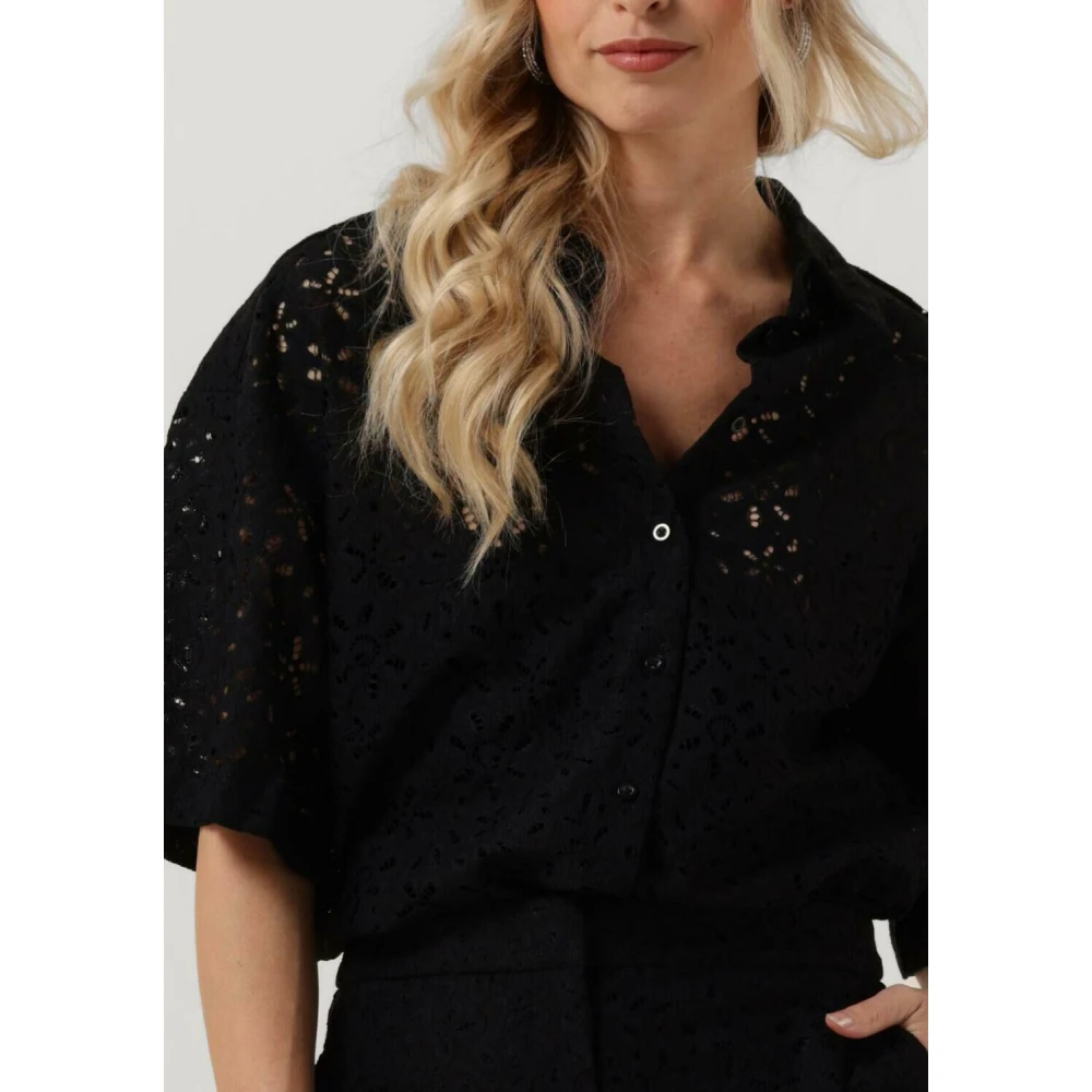 Selected Femme Oversized kanten blouse Black Dames
