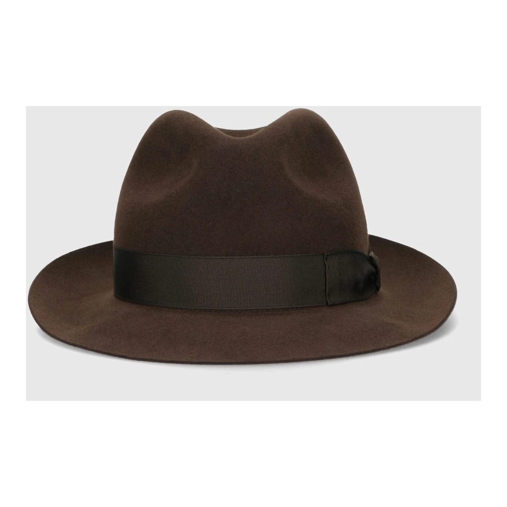 Borsalino Vilt Medium Rand Hoed Brown Heren