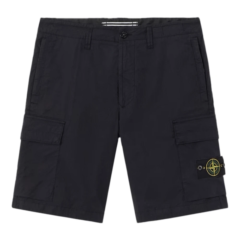 Stone Island Blue Parachute Canvas Cargo Bermuda Shorts - Male - Casual Shorts - W31 - Shorts