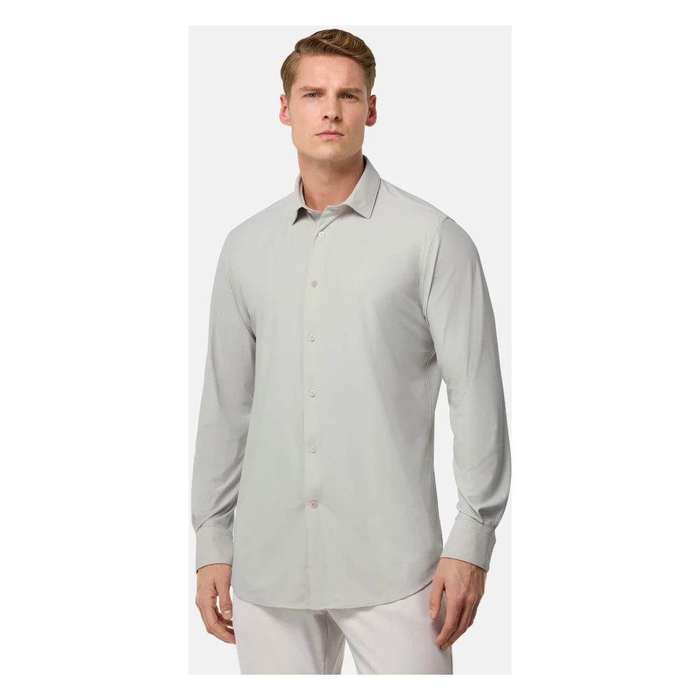 Boggi Milano Slim Fit Stretch Nylon Shirt Black Heren