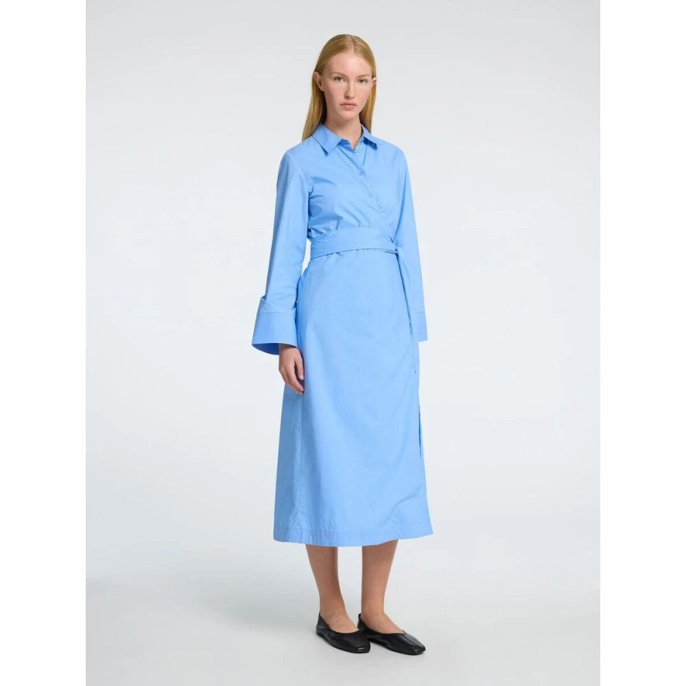 Selected Femme Lange Katoenen Overhemdjurk in Blauw Blue Dames