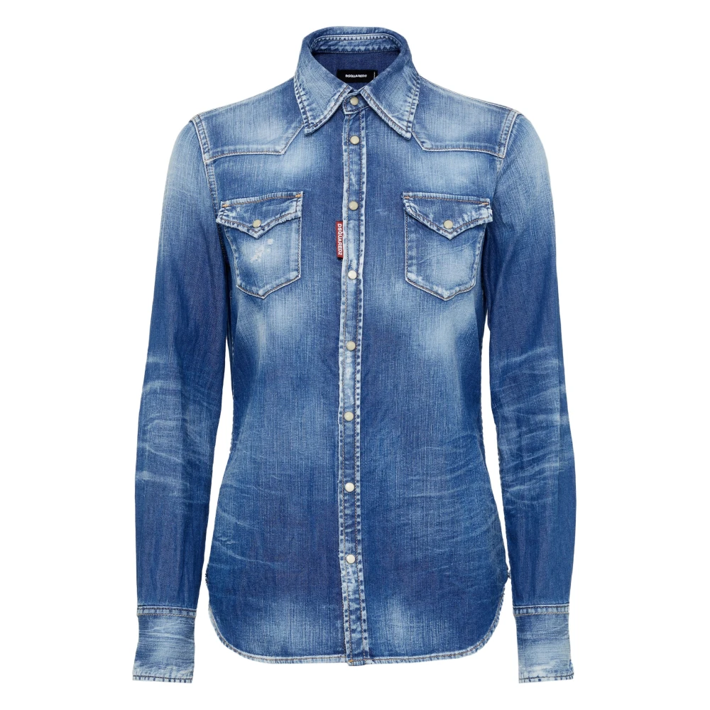 Dsquared2 Navy Blauw Overhemd Blue Dames