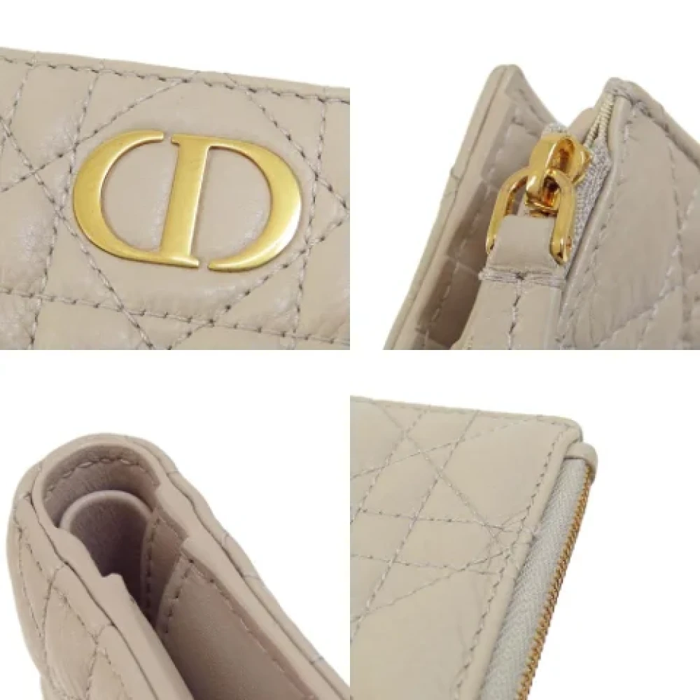 Dior Vintage Pre-owned Leather wallets Beige Dames