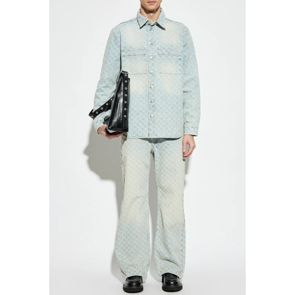 Misbhv Denim shirt met monogram Blue Heren