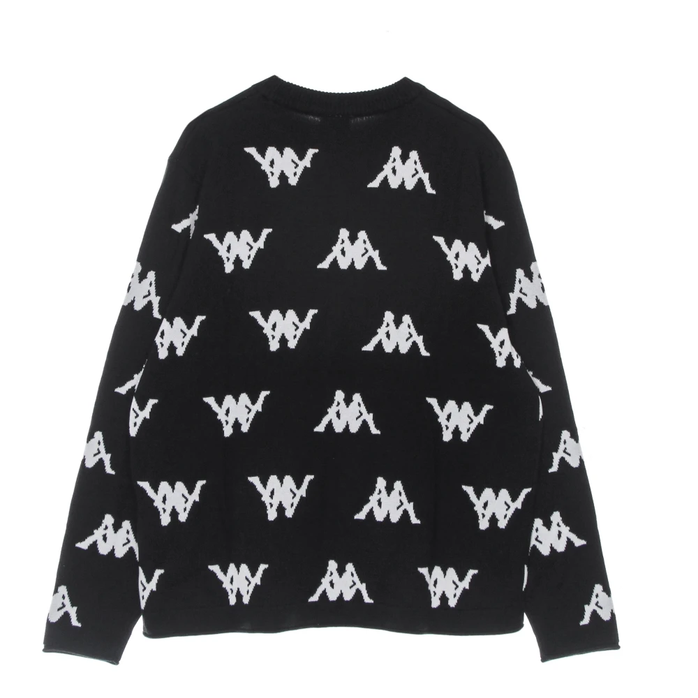 Kappa Klassieke Heren Crewneck Sweater Zwart Wit Black Heren