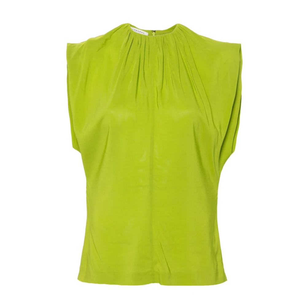 Philosophy di Lorenzo Serafini Groene Crepe Top met Geplooide Details Green Dames