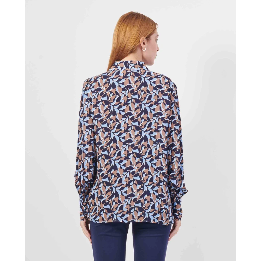 Fracomina Damesoverhemd met abstract patroon en klassieke kraag Multicolor Dames