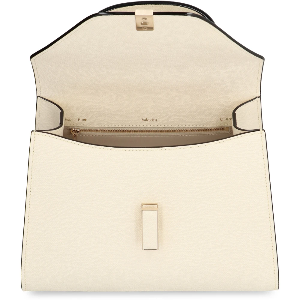 Valextra Kalfsleren handtas met flip-lock sluiting Beige Dames
