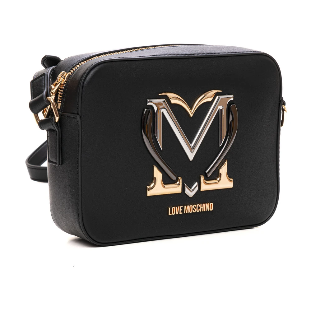 Love Moschino Verstelbare schouderband kleine tas met rits Black Dames