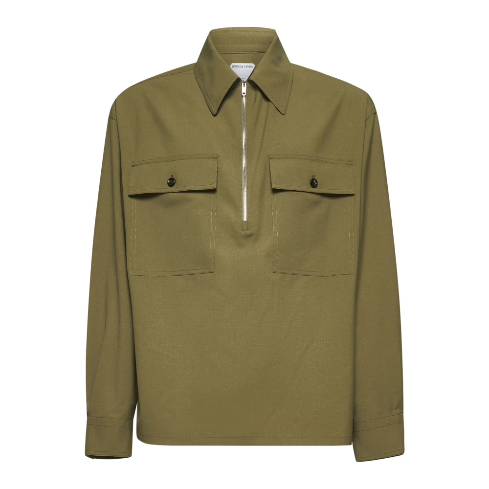 Bottega Veneta Groene wollen overhemd met metalen rits Green Heren