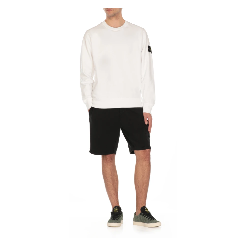 Stone Island Witte Katoenen Sweatshirt met Logopatch White Heren