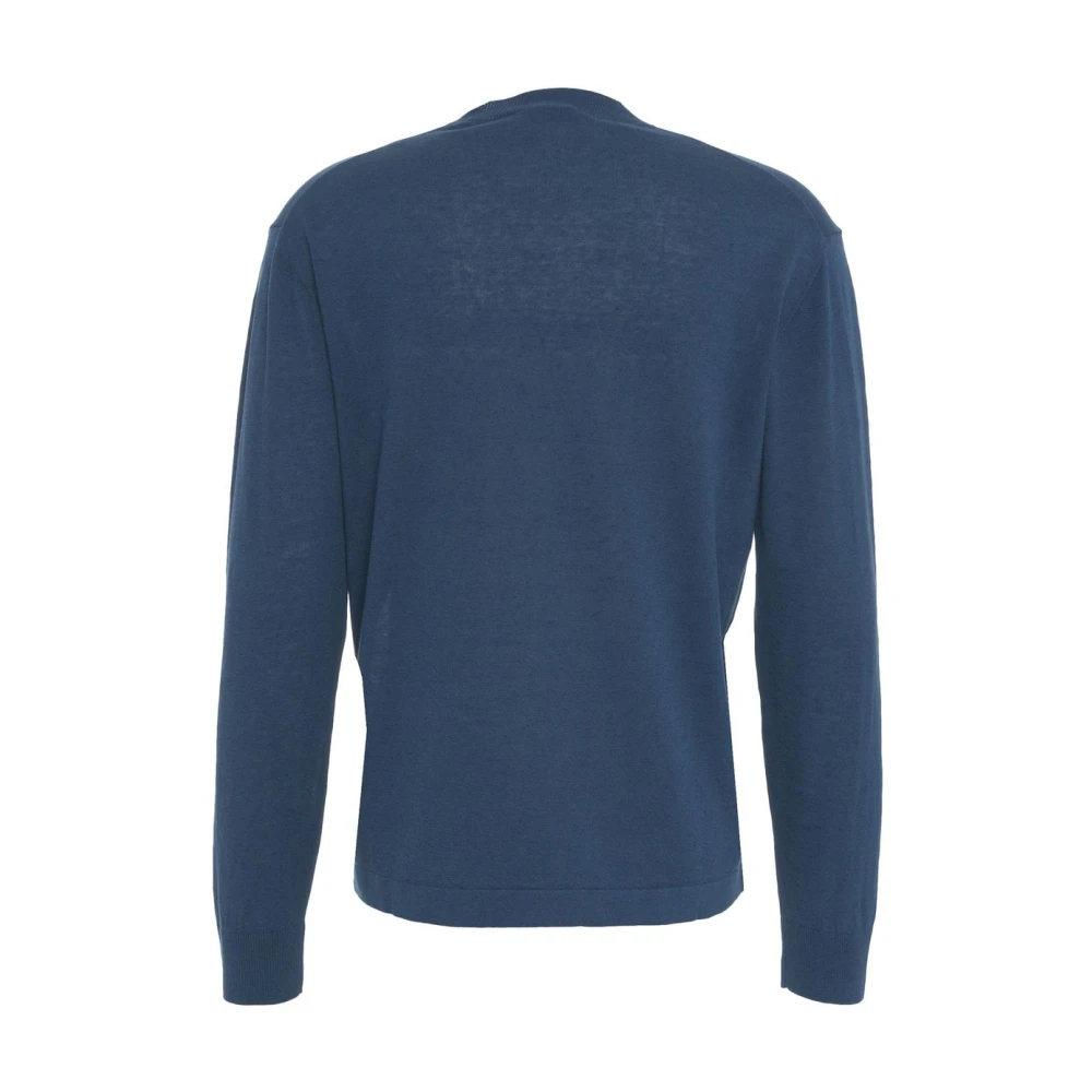 Paolo Pecora Blauwe Gebreide Trui met Ronde Hals Blue Heren