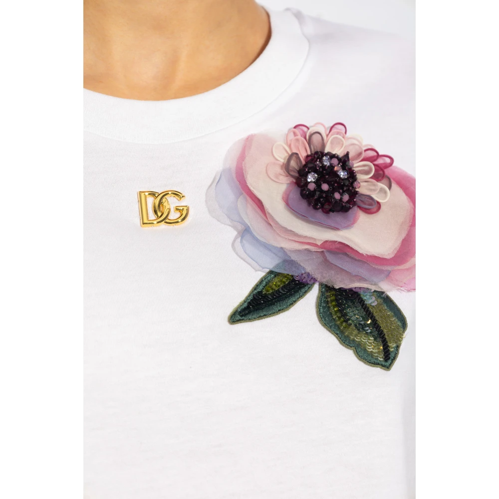 Dolce & Gabbana Geknipte top met zijden applicatie White Dames