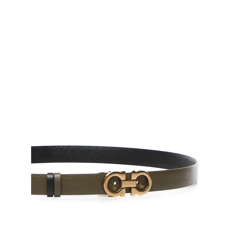 Salvatore Ferragamo Omkeerbare Twee-Tinten Gehamerd Kalfsleren Riem Green Dames